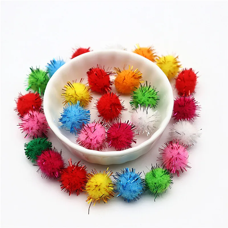 10g 20g Colorful Flashing Pompom DIY Craft Supplies Handmade Creative Christmas Decoration Material Pompom 10mm-30mm