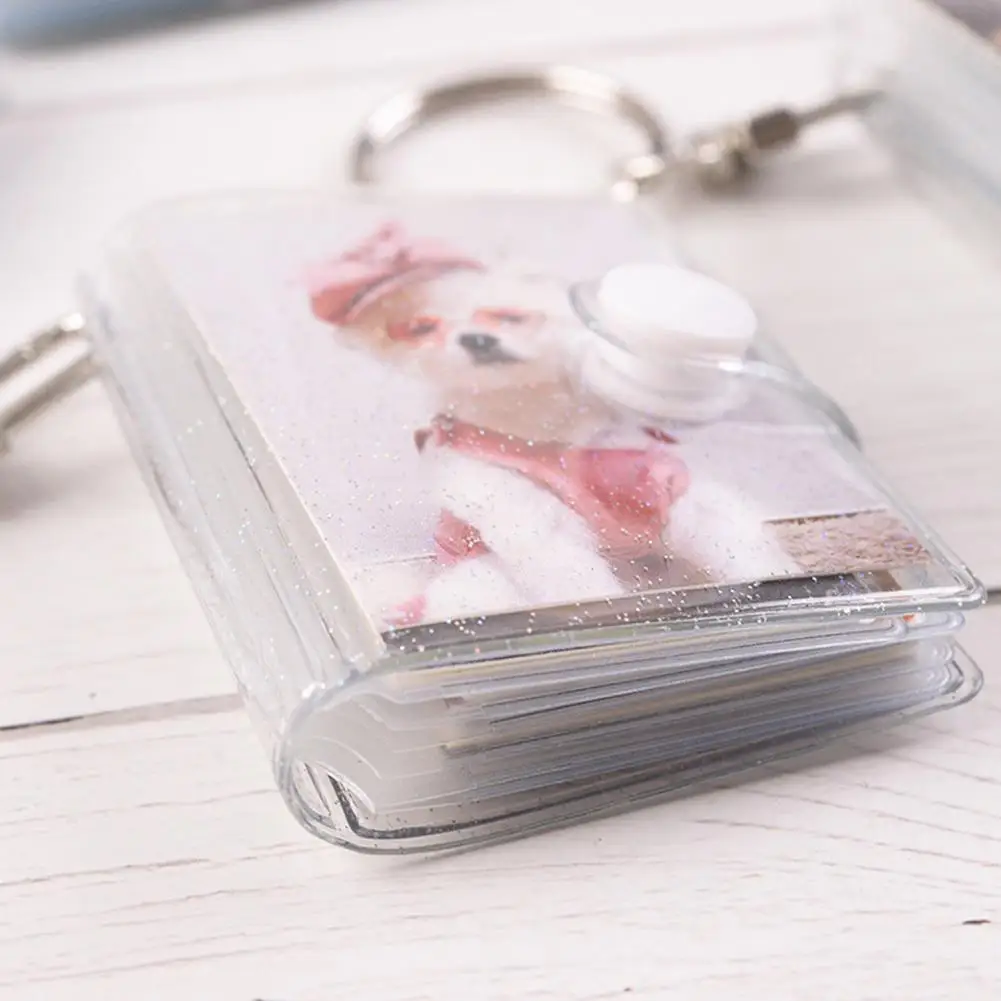 1pc keychain photo album for Mini Photo Sticker Jelly Color Card Holder 2 Inch Photos Holder Portable Key Chain