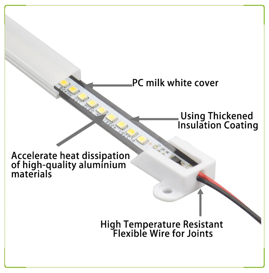 Hot 1-6X LED Bar Light Rigid Strip Under Cabinets Floodlight Tube Lightbar AC 220V for Home Kitchen Indoor Lighting Backlight