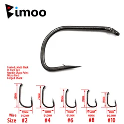 Bimoo 100pcs Coated High Carbon Steel Carp Fishing Hook In-Turn Eye Micro Barbed Terminal Fishing Accessory Tackle