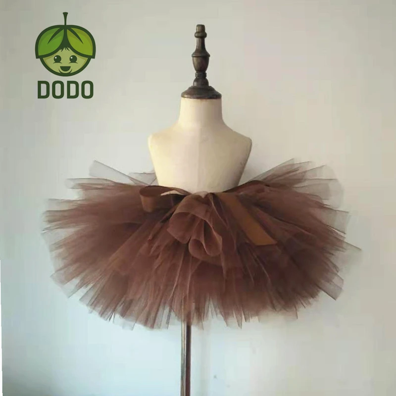 Tutu Skirt Coffee Brown Color Children Girls Costume Tutu Skirt  Handmade Fluffy Ballet Dance Christmas  Clothing kids