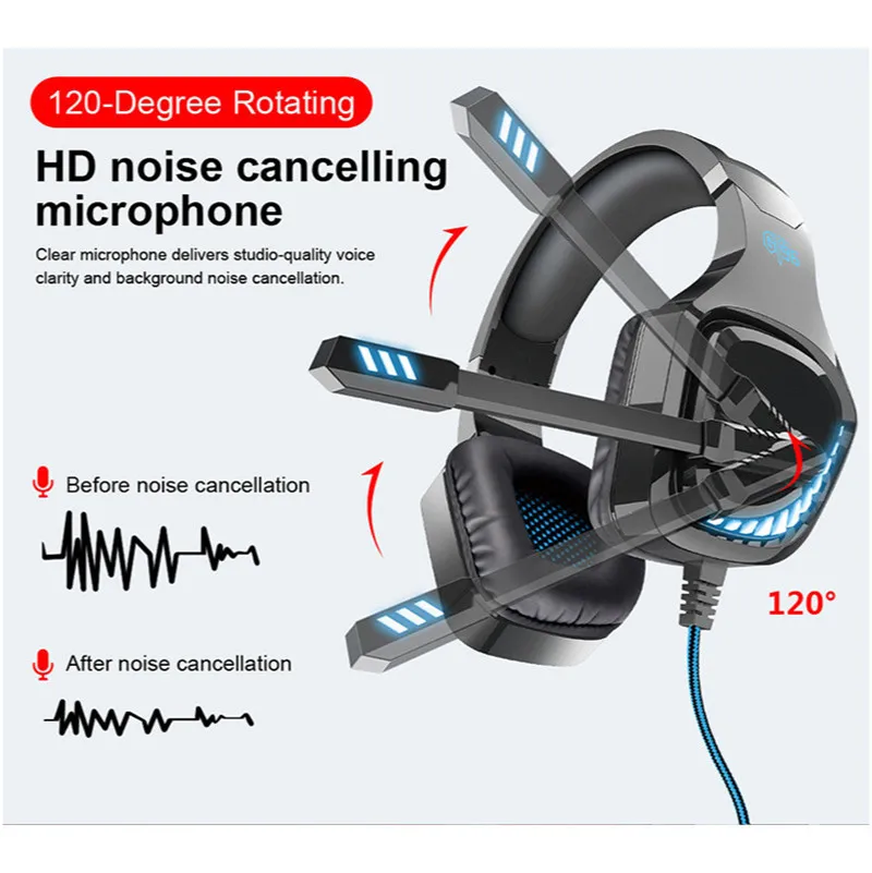 LED Light Game Eat Chicken Head Headphones 3.5 Gaming Wired Headset Single Color LED Light Single USB Plug