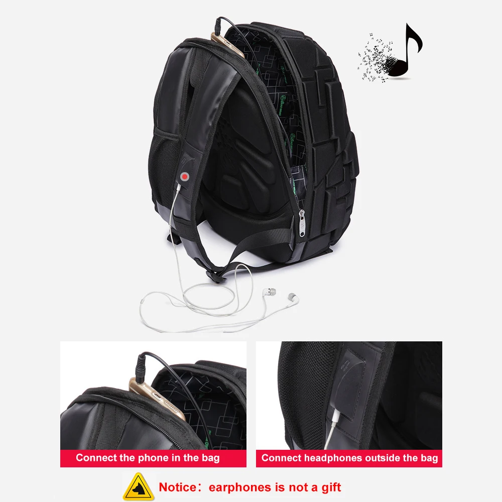 MANET ABS Backpack Men 15.6 Inch Large Capacity Travel Shoulder Bag Business Laptop Bags Waterproof School Backpacks with USB