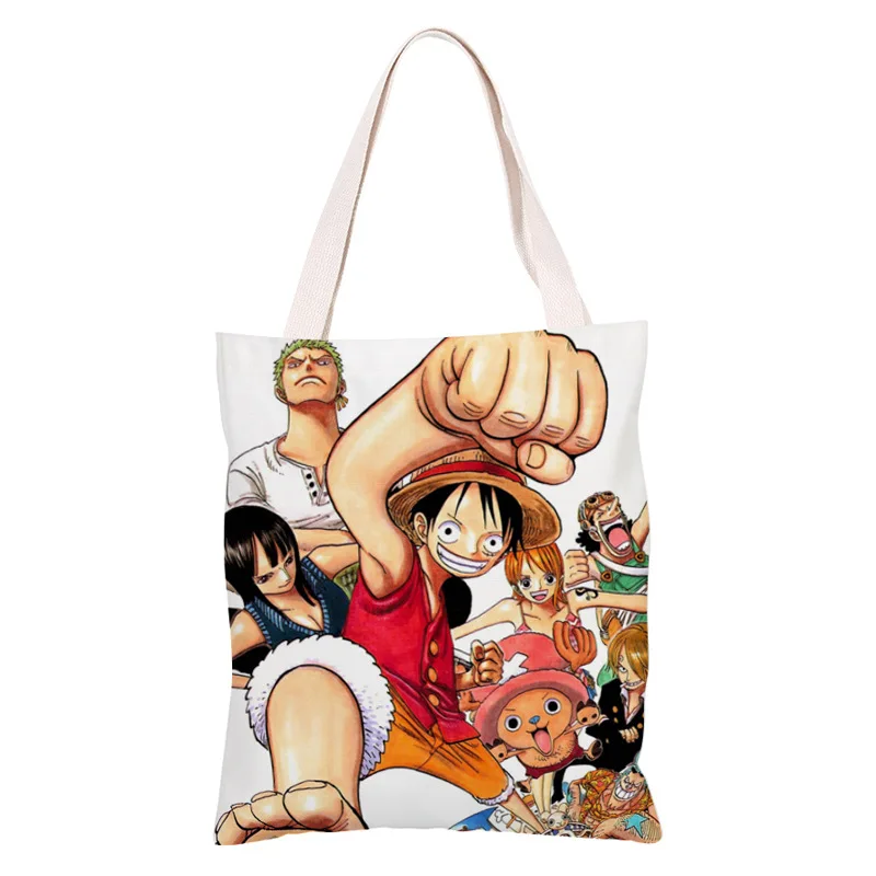 Anime One Piece Roronoa Zoro Monkey D Luffy Tony Tony Chopper pattern handbag Shopping bag Model canvas Bag toys Gift