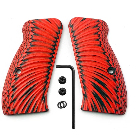 Imagen 2 del producto 1 par de escamas de agarre CZ75 con textura Sunburst de Material CNC G10 para CZ 75/85 Compact, CZ P-01, P100, C100, T100, PCR, CZ 75 D con tornillos