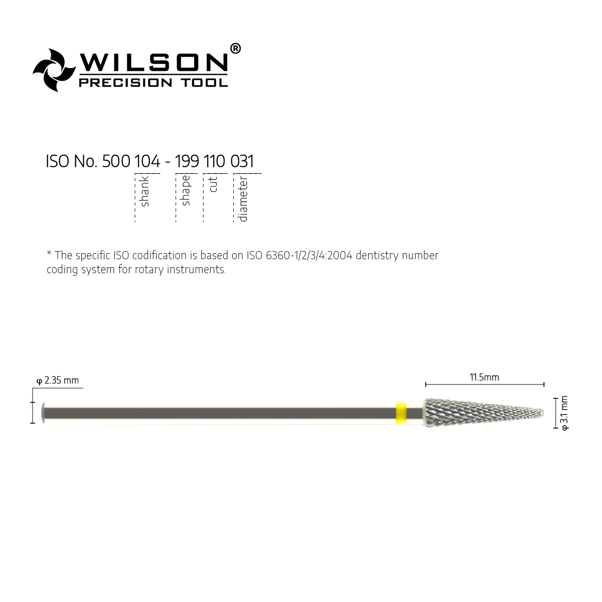 WilsonDental Burs 5000128-ISO 199 110 031Tungsten Carbide Dental Bur for Trimming Metal