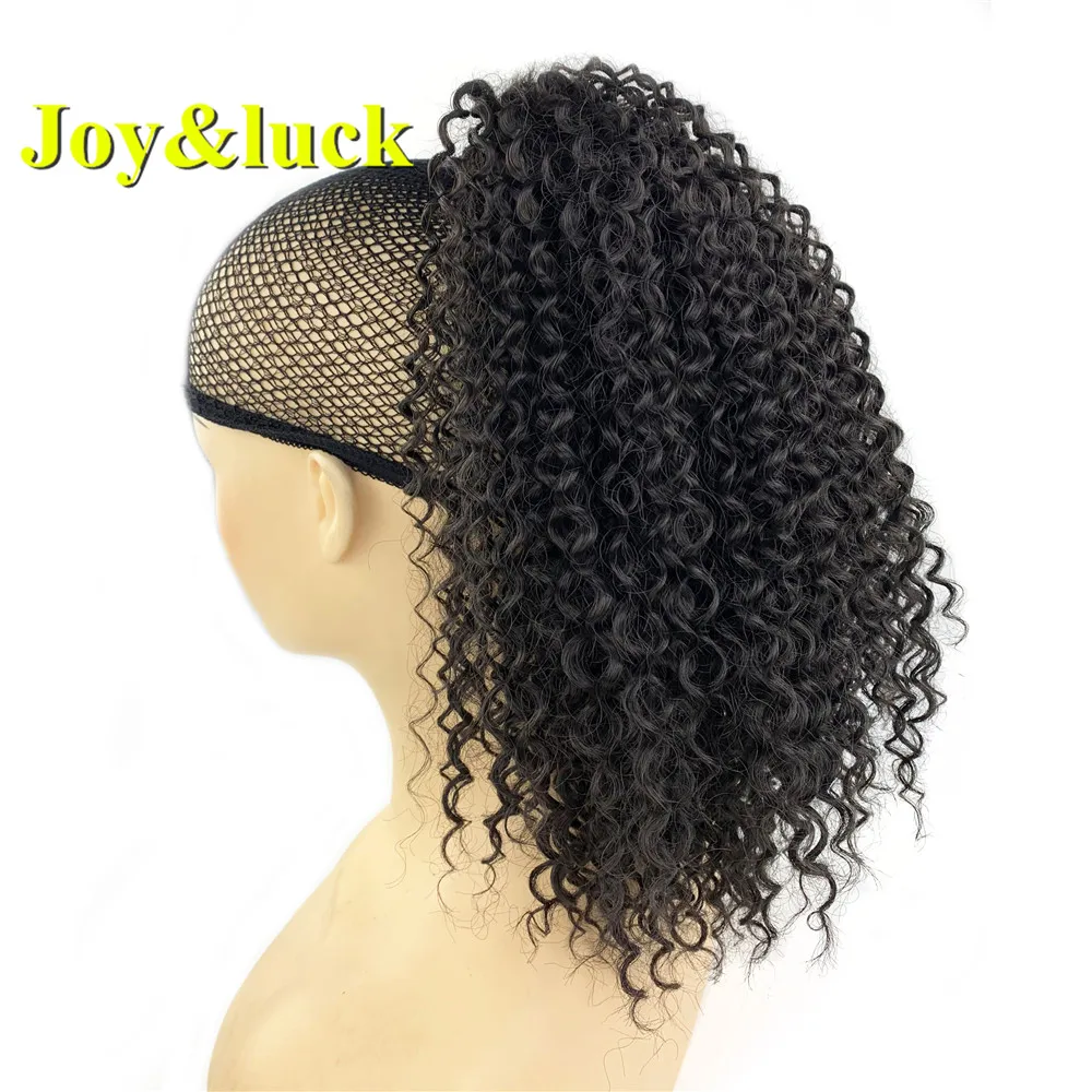 Joy&luck Afro Kinky Curly Puff Drawstring Ponytail Short Hair Bun for Black Women Synthetic Chignon Hair Style