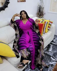 African mom fashion suit ethnic clothing chiffon shirt digital printed wide leg pants