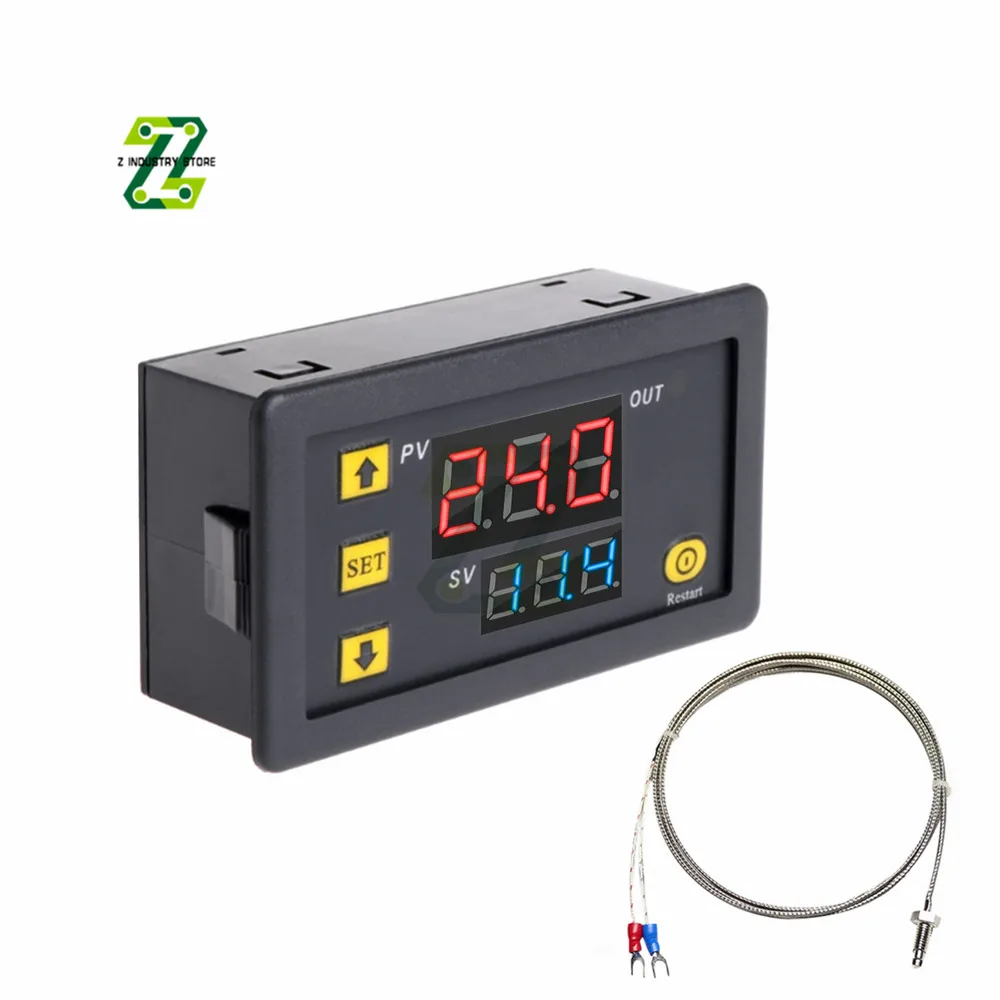 Controle de Temperatura Digital W3230 12v 24v Ac110220v Probe Line Display Led Termostato Calor e Arrefecimento Instrumento de Controle