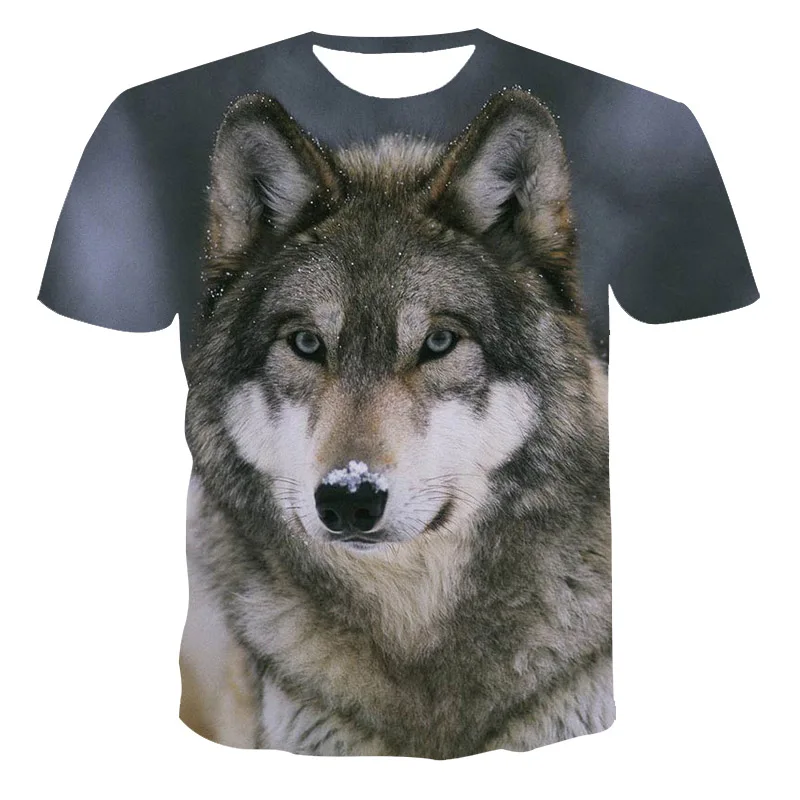 2023 Wolf T Shirt For Mens Animal Print Short Sleeve Top 3D Casual Street Man\'s T-shirt Oversized Tee Shirt Men Vintage Clothing