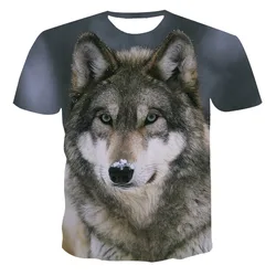 2023 Wolf T Shirt For Mens Animal Print Short Sleeve Top 3D Casual Street Man's T-shirt Oversized Tee Shirt Men Vintage Clothing