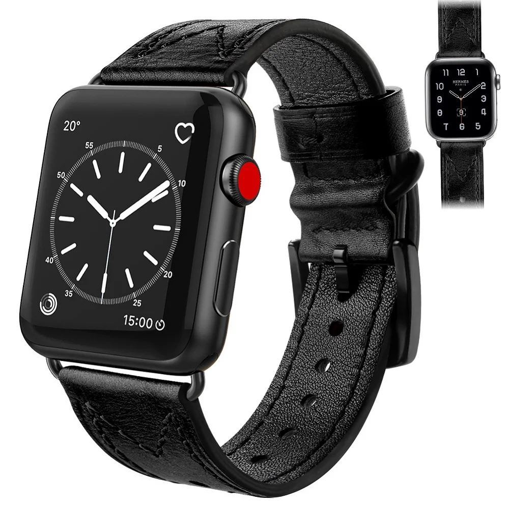 

Leather bracelet for apple watch 4 5 3 band 38mm 42mm 40mm 44mm strap for iwatch bands pulseira correa for Men and Women wrist