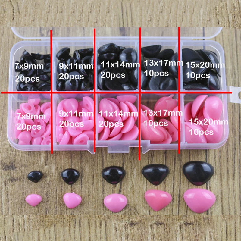 150pcs/box Black Brown Noses Triangle Safety  Plastic Teddy Bear Nose Eyes Making Animals Toys Amigurumis Dolls Accessories