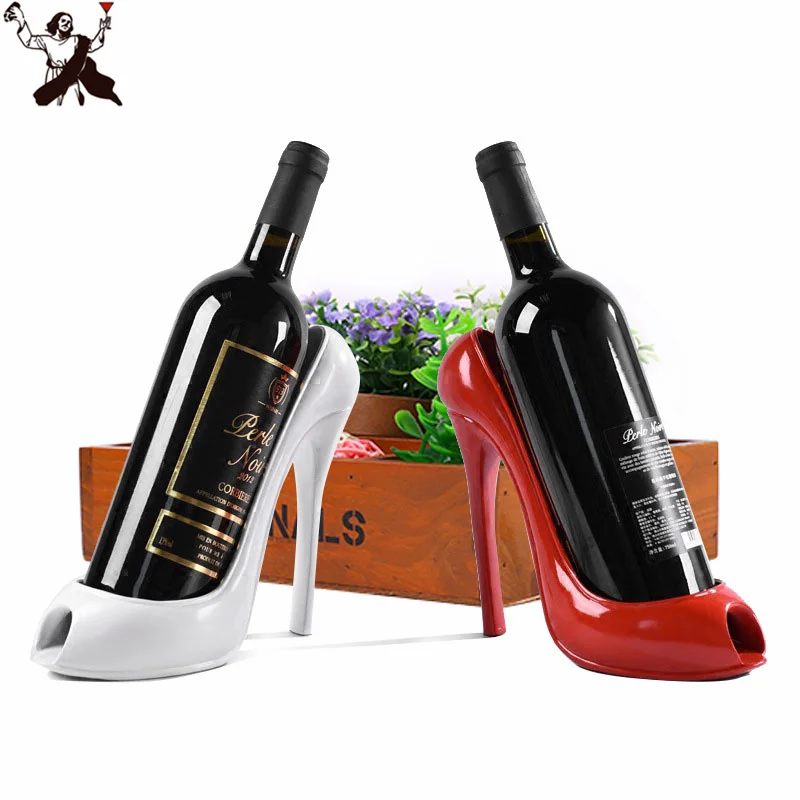 

High Heel Shoe Wine Bottle Holder Stylish Rack Gift Basket Accessory for Home Bar Tool