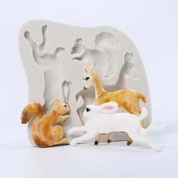 Deer Rabbit Shape Silicone Mold DIY Cake Chocolate Dessert Fondant Mold Baking Decoration Tool Resin Kitchenware