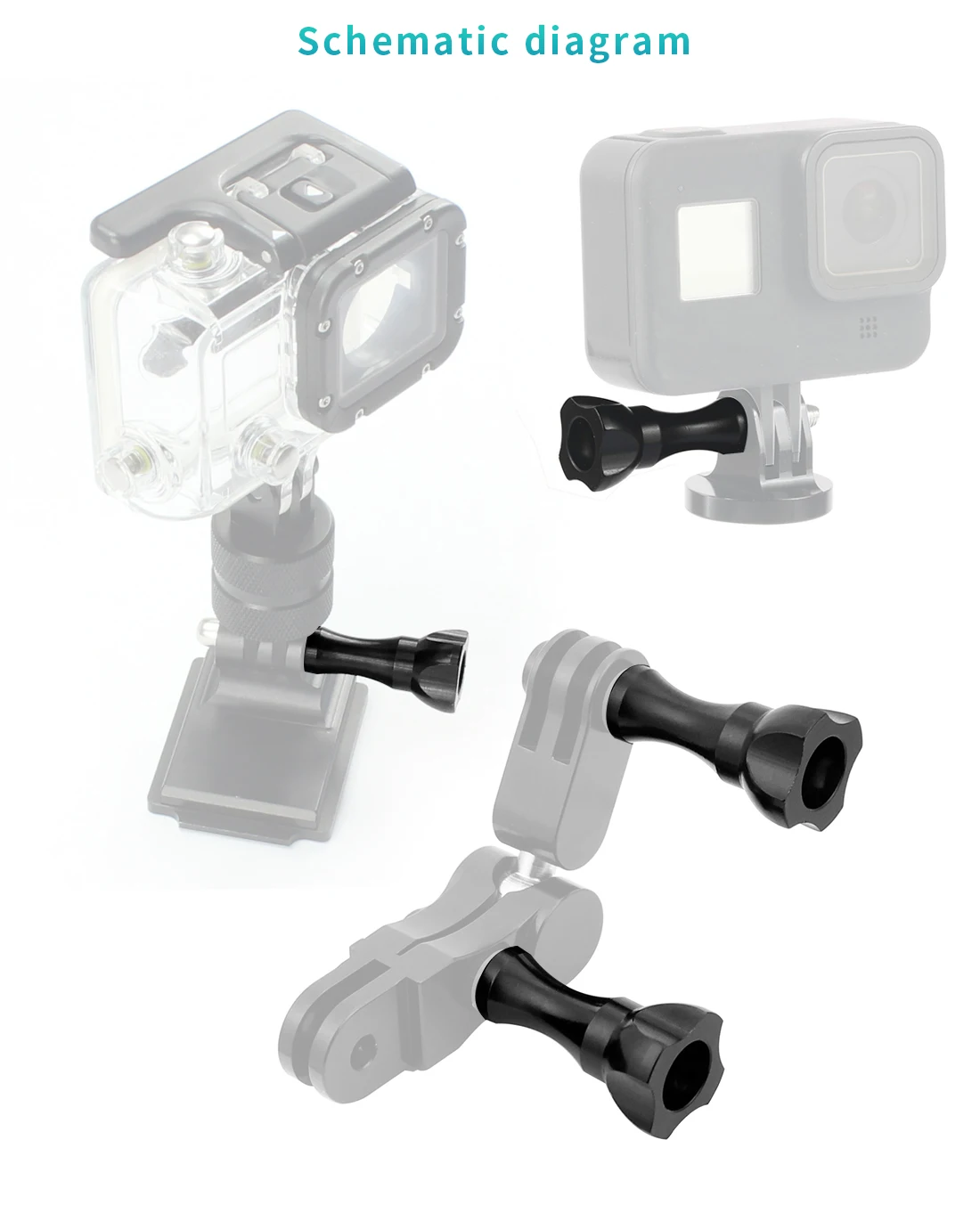 10 Stück Aluminium-Daumenknopf-Schrauben für GoPro-Zubehör, Einbeinstativ, Haltegriff, Stick-Montage, M5, kurze lange Stativ-Adapterschraube – Detail 12
