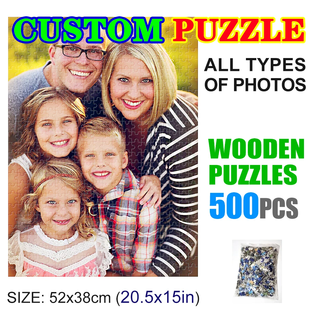 

No Box 500pc Photo Custom Wooden Personalized Jigsaw Puzzle Lovers Picture DIY Toys For Adults Decoration Collectiable 20.5x15in