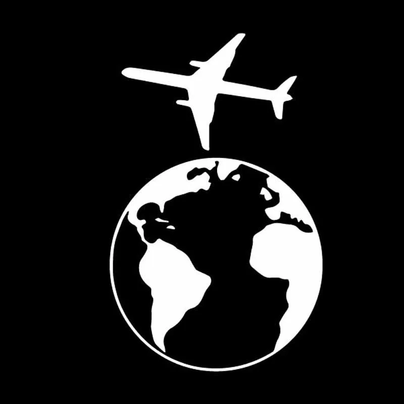 YJZT 11.9CM*18.8CM Cool Airplane And Earth Silhouette Original Vinyl Decal High Quality Car Sticker Black/Silver C27-1172