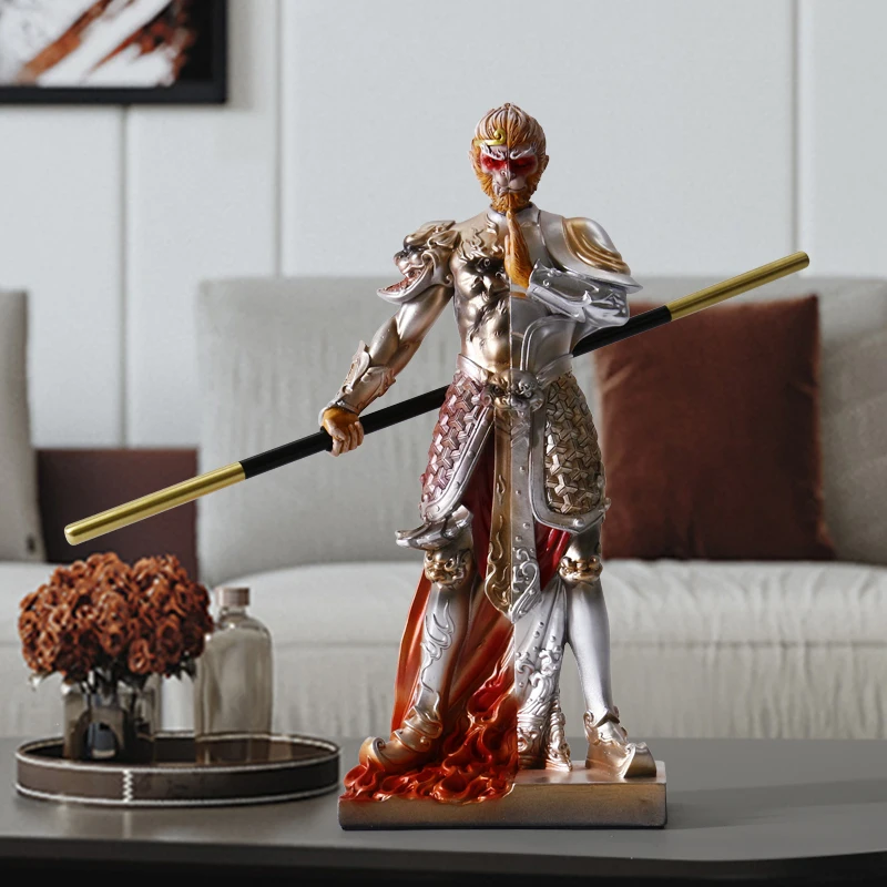 Aesthetic Room Decor 68 cm FRP Action Figures Living Room Ornaments Buddha Statue Monkey King Desktop Accessories Modern Art