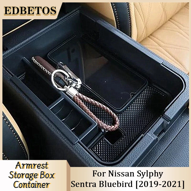 

Car Central Armrest Storage Box Storage Center Console Organizer Compatible For Nissan Sentra Bluebird Sylphy 2019 2020 2021