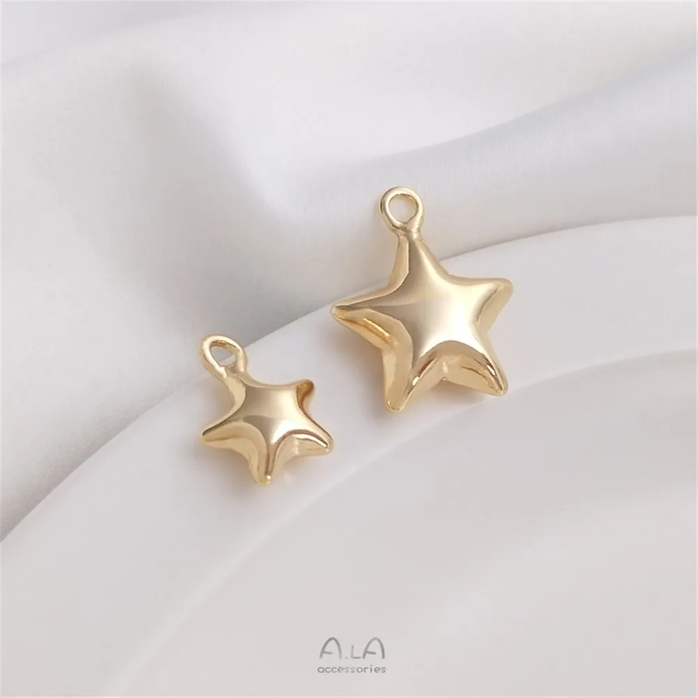 14K Gold Plated Bright three-dimensional star pendant handmade DIY bracelet necklace pendant hand made accessories