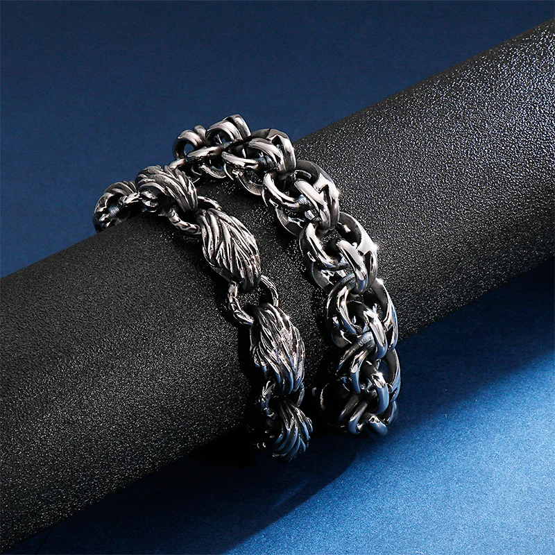 KALEN Punk Twisted Link Chain Bracelet Mens 23cm 9 Inches Stainless Steel Boho Hand Chain Armband Biker Hip Hop Jewelry 2019