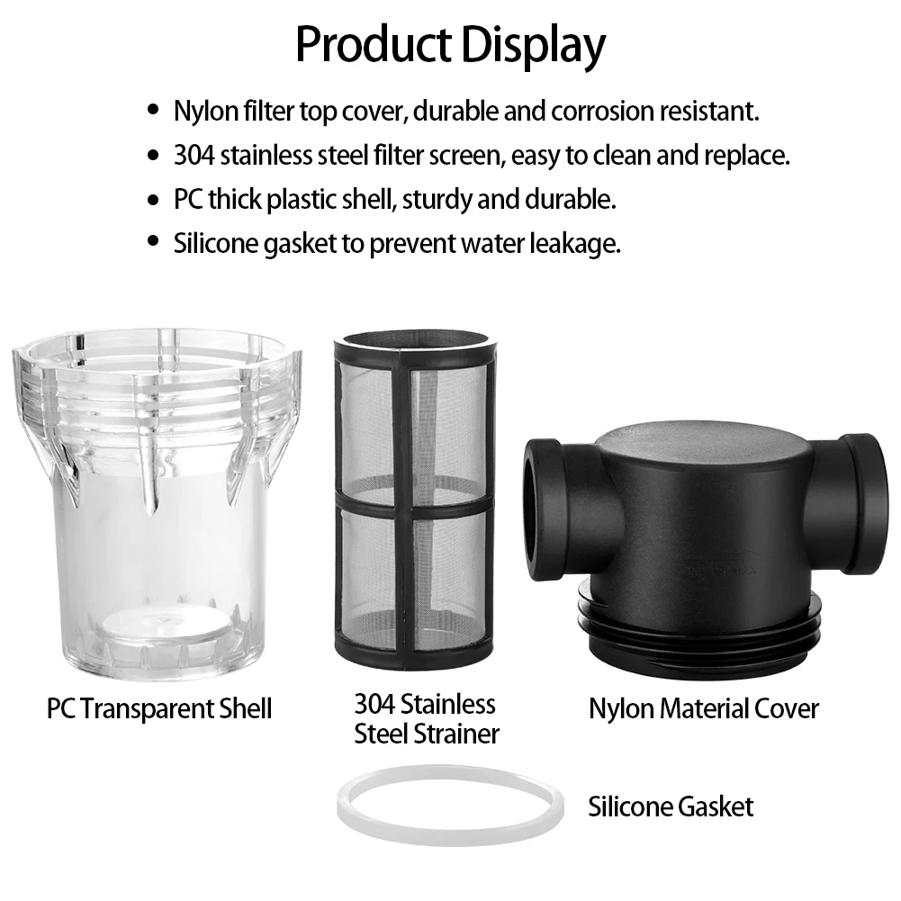 Garden Hose Pipe Filter Inline T Strainer Sediment Filter with Stainless 80Mesh Screen for Well Water City Water