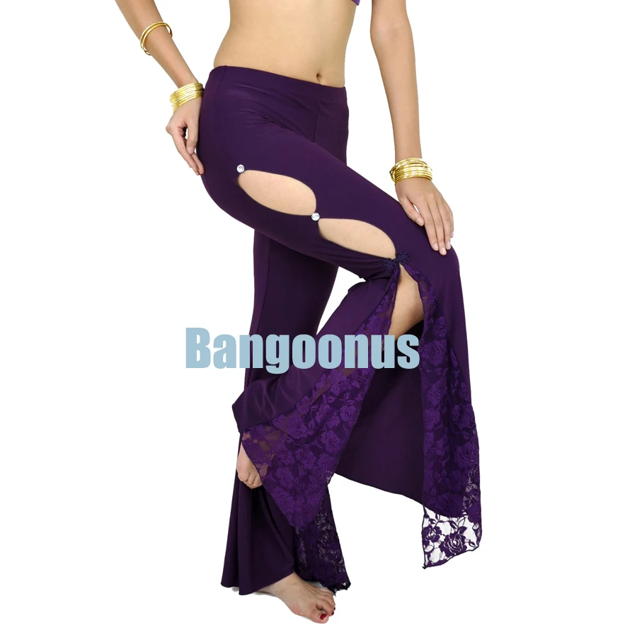 New Woman Dancer Side Slit Lace Trousers Belly Dance Pants Bellydance Latin clothes Flank Openings Practice Pants Professional