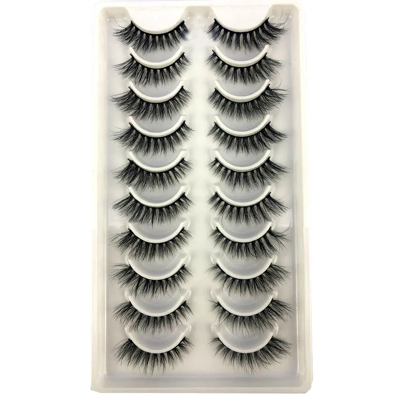 2021 NEW 10 Pairs 100% Real Mink Eyelashes 3D Natural False Eyelashes Mink Lashes Soft Eyelash Extension Makeup Kit Cilios