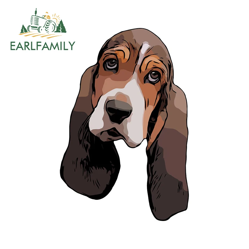 EARLFAMILY 13cm x 8.8cm For Basset Hound Creative Car Stickers Auto Car Accessories Decal Custom Printing Graffiti Decor