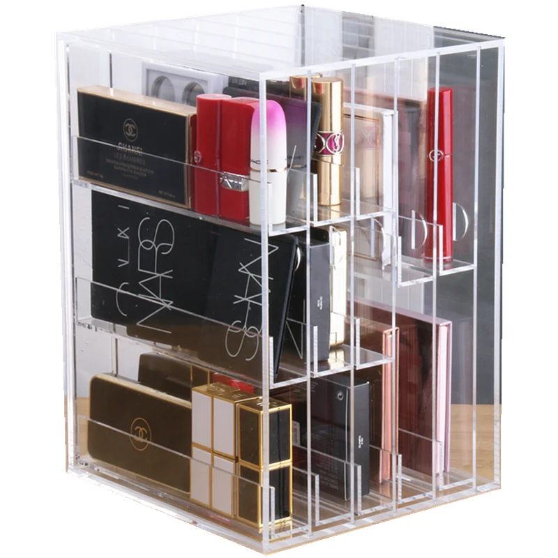 Eye Shadow Plate Vertical Storage Box Drawer Acrylic Transparent Lipstick Make Up Cosmetic Organizer Display Stand Basket Holder