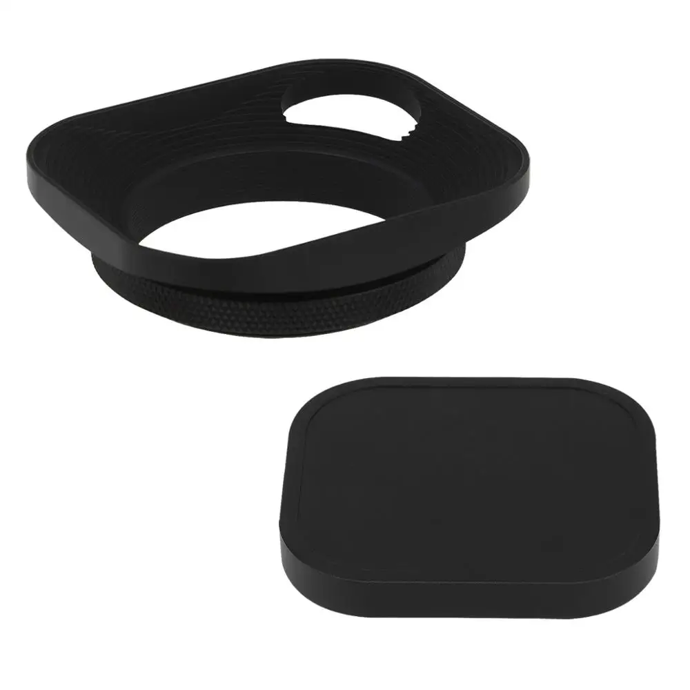 Haoge 49mm Metal Screw-in Lens Hood Hollow Out Designed+Cap for Leica Rangefinder Camera with 49mm E49 Filter Thread Lens Black