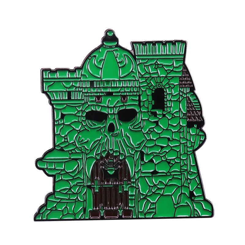 Castle Grayskull Badge He-Man MOTU Brooch Eternia's mythical fortress pins powerful decor battling for good and evil