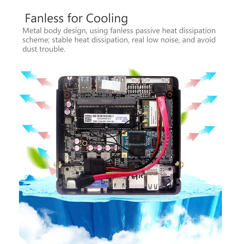 Intel Core I7-4500U I5-4200U Fanless Mini PC with 4xUSB3.0 4xUSB2.0 1xHDMI 1xVGA Support Linux Ubuntu Computer Win10Pro Ready