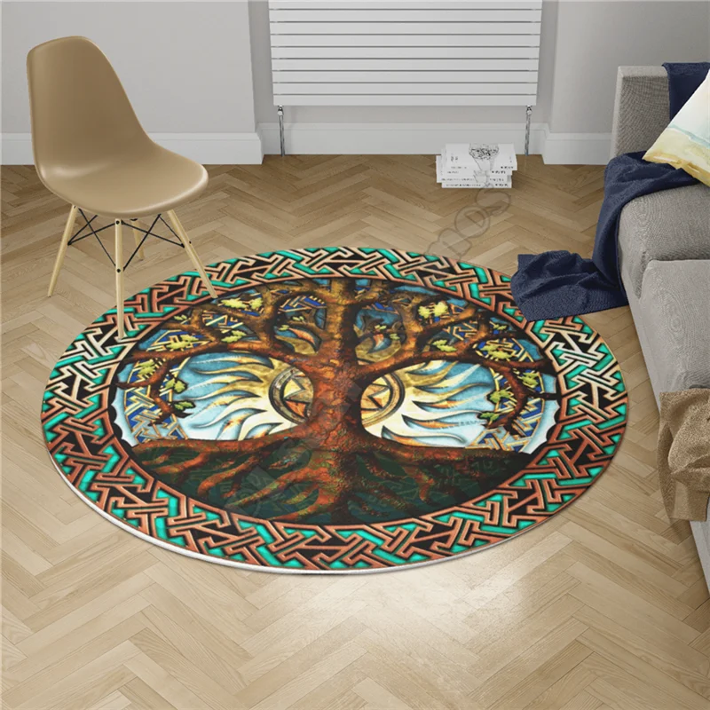 Viking Circle Rug Round shape Floor Mat 3D Printed Rug Non-slip Mat Dining Living Room Soft Bedroom Carpet 06