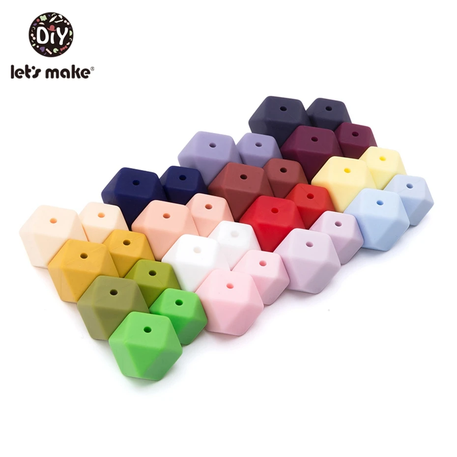 

Baby Silicone Beads 17mm 50pc Silicone Geometric Teether Beads Baby BPA Free Teether Octagonal DIY Baby Teether Infant Toys