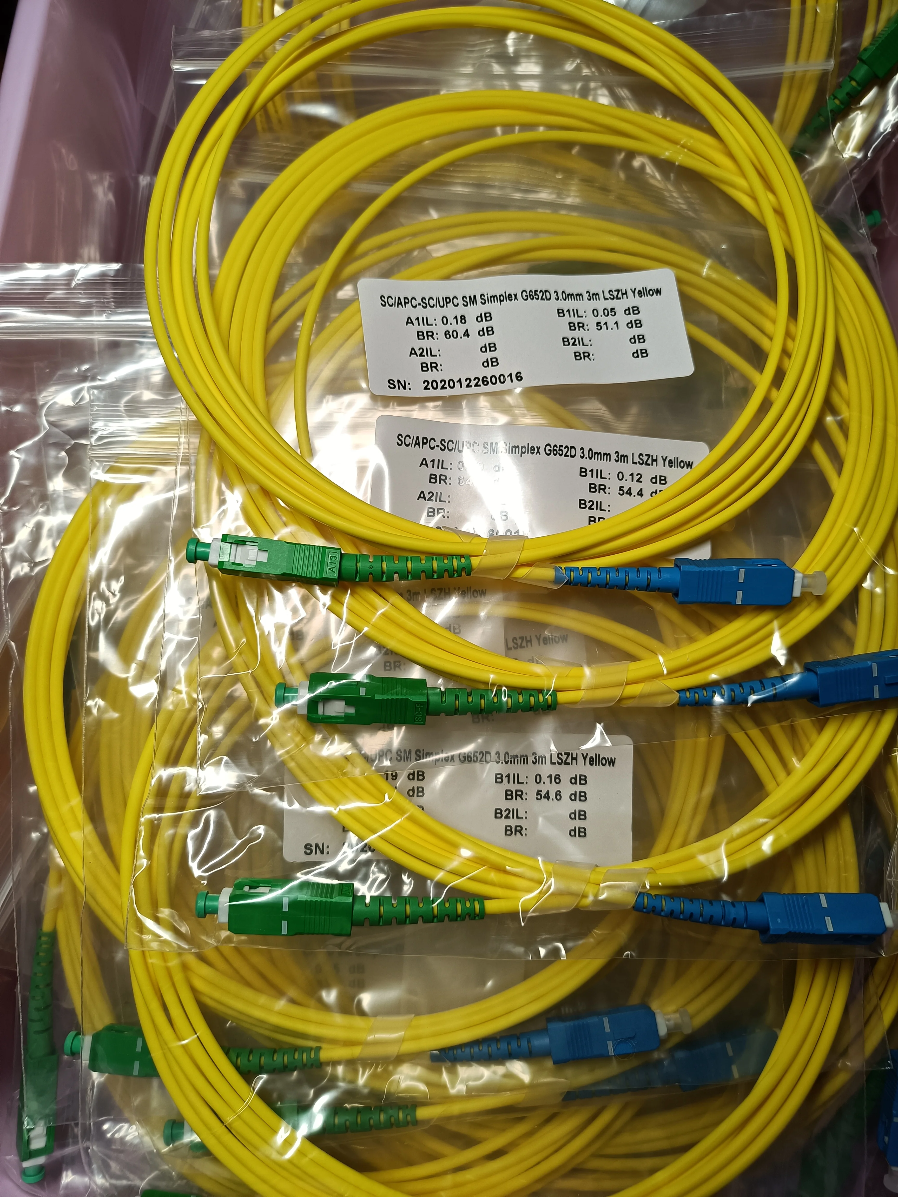 5 buah SC APC kabel Patch serat optik 1/2/3M Jumper Mode tunggal Simplex 3.0mm optik Fibra FTTH