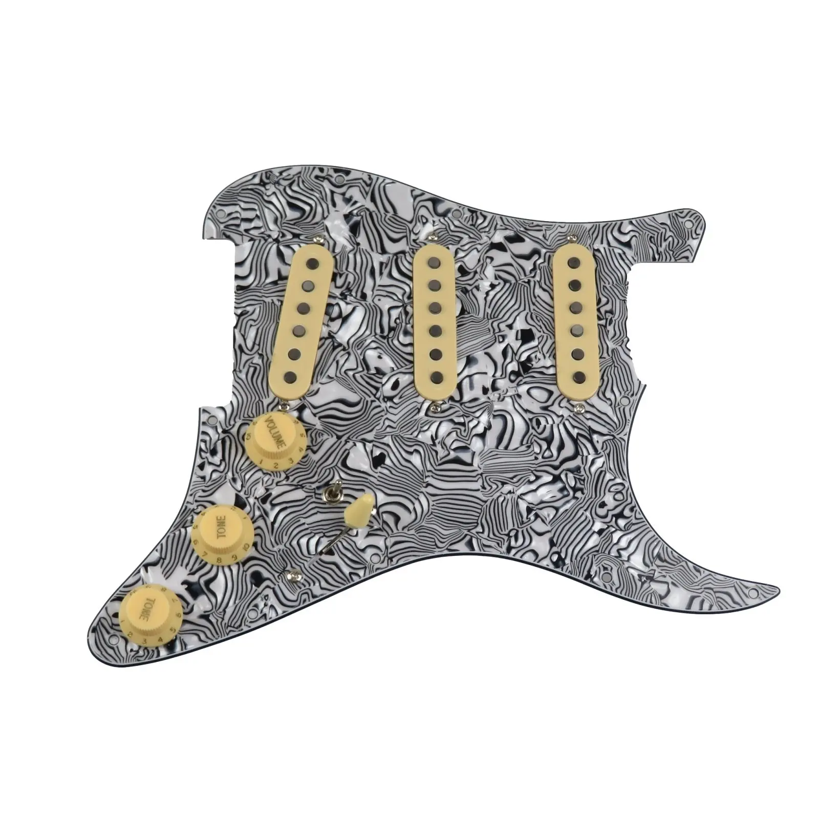 

Loaded Pickguard Pickups Guitar Alnico 5 Pickups SSS Single Coils Pickups /Yellow Pickup Covers Set