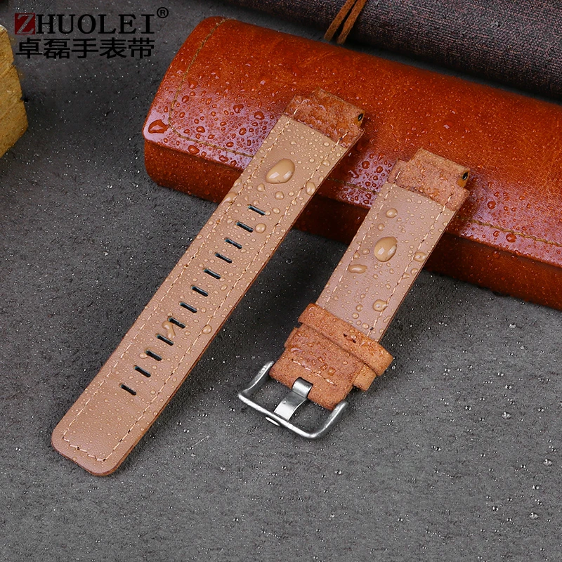 Genuine leather Watch Strap For Timex Tidal compass Watchband T2n739 T2n720 T2n721 canvas Watch Band 24*16mm men\'s Convex mouth