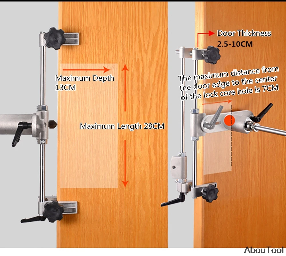 Solid Wood Door Opener Locksmith Woodworking Door Lock Mortiser Installation Mortising Jig Tool Wood Slotting Machine Keyhole