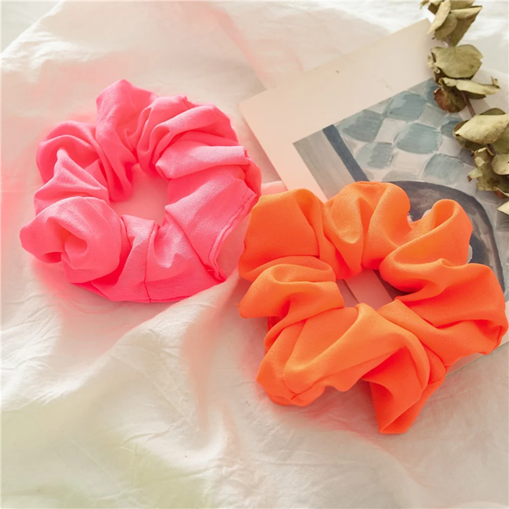 Neon Scrunchies Elastic Hair Ties Colorful Ponytail Holders Fluorescent Pink Green Orange Hair Accessories Elastic Hair Bands