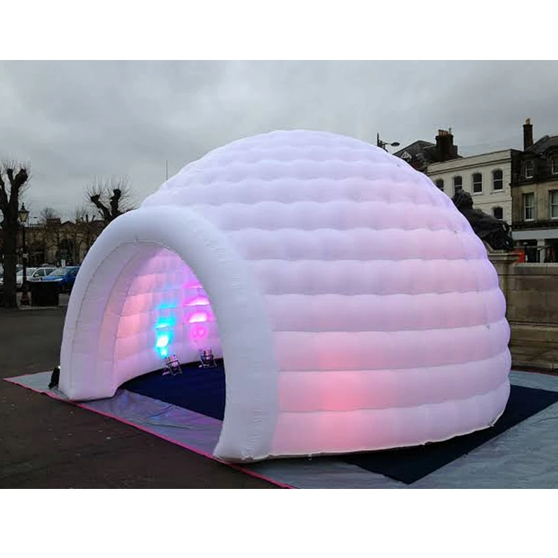 Outdoor Portable Waterproof Inflatable Igloo Tent, Inflatable Party Dome Tent With LED Light