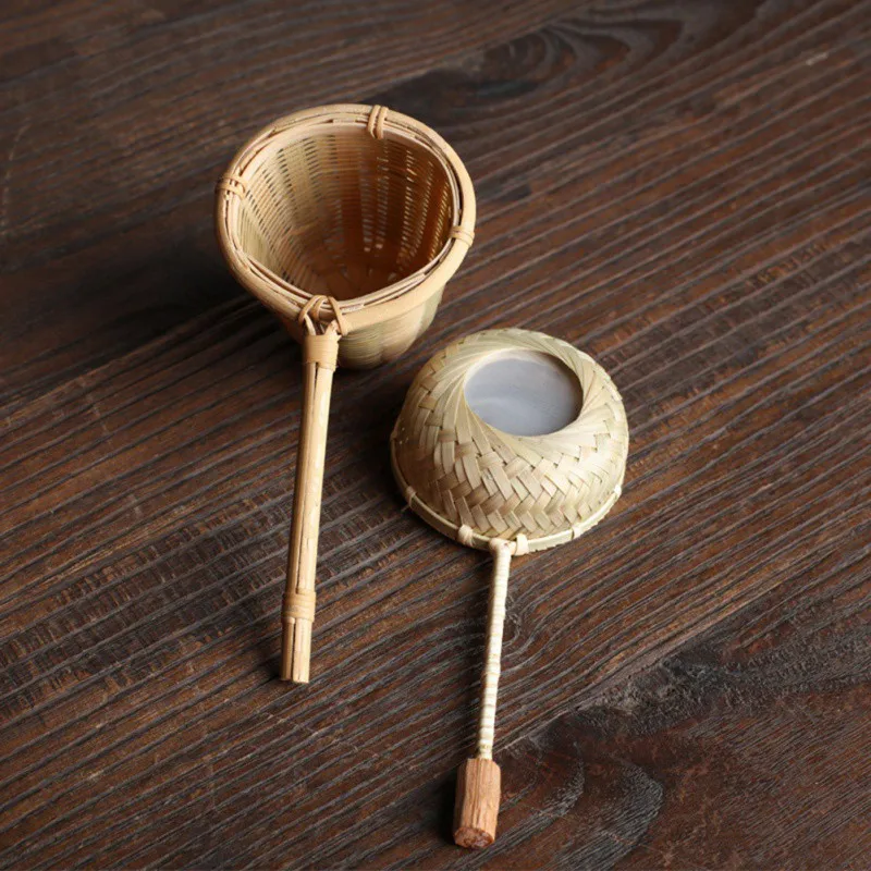 Tea Ceremony Accessories Japan Teaism Bamboo Rattan Gourd Shaped Tea Leaves Funnel Strainers for Tea Table Decor