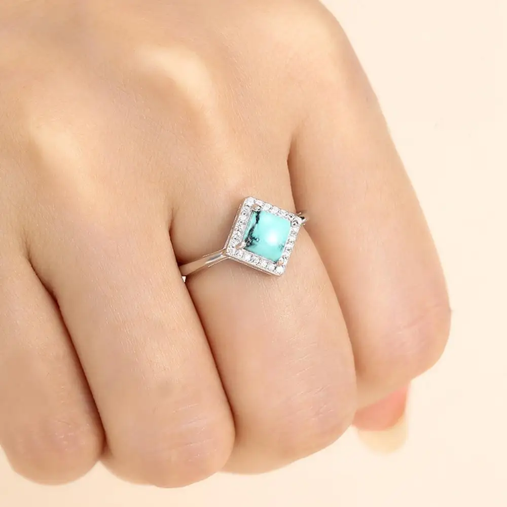 Solid Sterling Silver Adjustable Ring Blank for 5.5X5.5mm Square Bezel Cabochon Setting Ring DIY Jewelry Craft Making