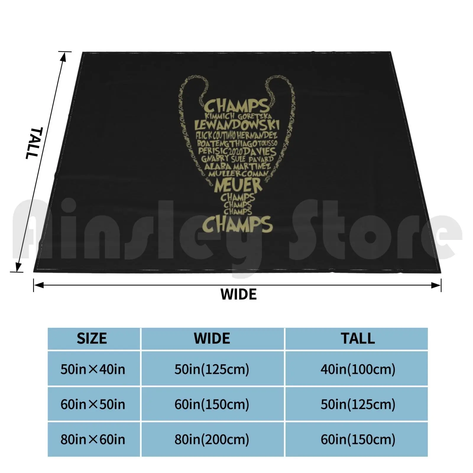 Champs Blanket Fashion Custom 2020 Winners Football Soccer Sport 8 2 Trophy Typo Germany