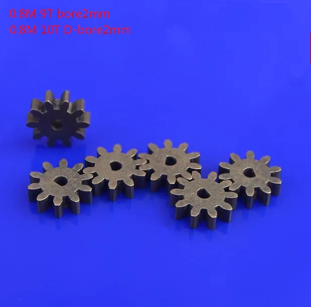 10pcs RC Model DIY Accessories Iron Gears Modulus 0.8 9T 10T Gear Inner 2/2.05mm Micro Mini Motor Gears