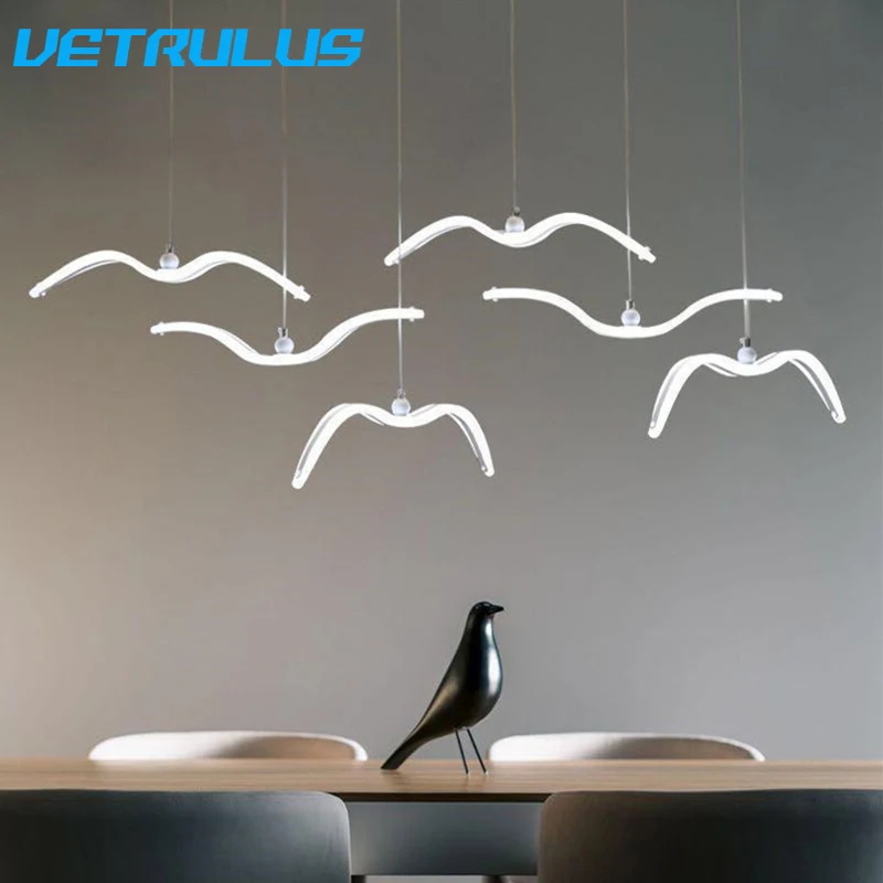 Acrylic Seagull Led Pendant Lights Modern Ceiling Lamp Living Dining Room Nordic Hanging Fixture Decor Chandelier Bedroom Lumina