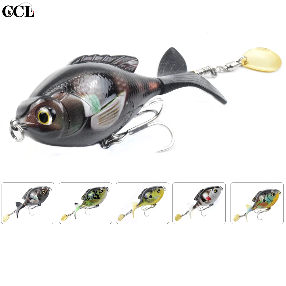 

CCLTBA Rotate Tail Popper Lure 9.5cm 16.9g Topwater Wobble Fishing Lures Bass Fishing Tackle