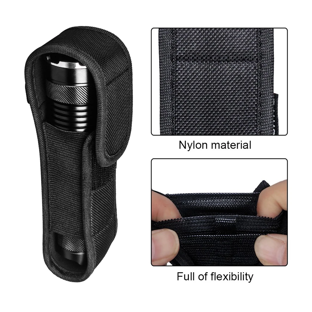 Tactical Molle Flashlight Pouch LED Torch Case Cover Flashlight Holster EDC Gear Tool Bag for Outdoor Hunting Camping