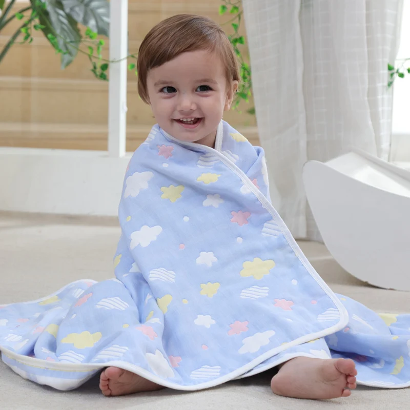 Muslin Cotton Baby Swaddle Blanket 6 Layers Gauze Newborn Wrap Gauze Children Blankets Infant Soft Baby Bath Towel 110*110cm